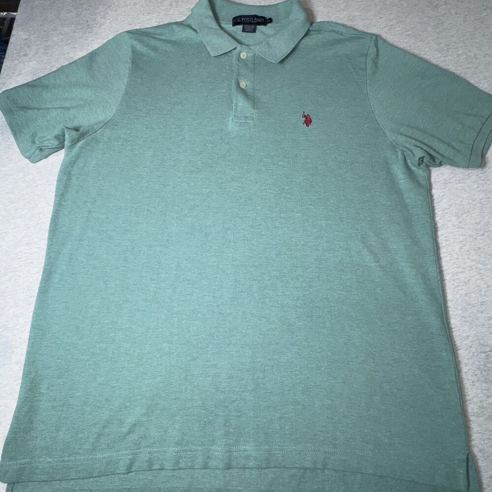 U.S Polo Assn. Men's Mint Green Collared Polo S/S Size XL Mens Shirt Red Logo